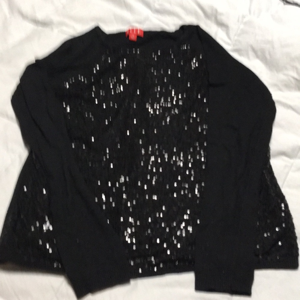 Sweater for holidays Girls MEDIUM black shiny special occasion EUC
